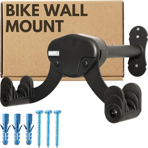 DUROVELO Bike Wall Mount - Horizontal Wall Hanger, Adjustable Design for Road, Mountain and Hybrid Bikes up to 48.5 lbs - Space-Saving Bike Rack for Garage or Apartment - Sturdy Indoor Bicycle Storage