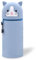 DGTSYAL 2 in 1 Weiche Silikontasche Kawaii Federmäppchen, Tischstifthalter, Reißverschluss, Silikon, Stiftetasche Buntstifte Marker, Büro, Uni, niedlicher Schulbedarf, Mädchen (Blaue Katze)