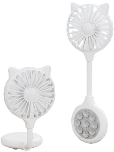 NHQZ Siemen Mini Fan USB Rechargeable 3 speeds compact with Suction Cups for Phones Tables Weiß
