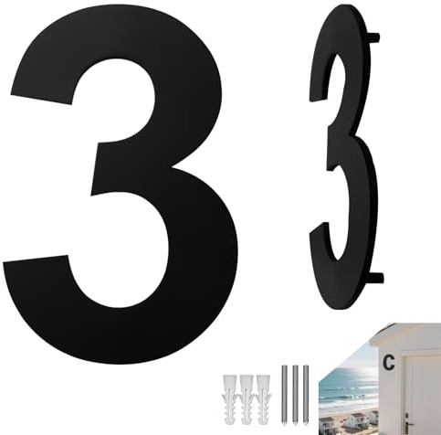 Pyroclasia Numero Civico in Acciaio Inox Antracite Nero Numeri Civici Casa Numero 152mm/6in Numero Civico Massiccio Inox Resistente alle Intemperie Anticorrosione Targa Numero Civico Grande per