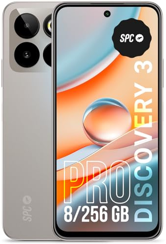 SPC Discovery 3 Pro - Smartphone 6,7 po IPS 120Hz | Mémoire Interne 256 Go, RAM 8 Go | Triple caméra 50MP, Avant 32MP | NFC, eSIM | Android 14 | Batterie 5000mAh à Charge Rapide – Couleur Lunar Mist