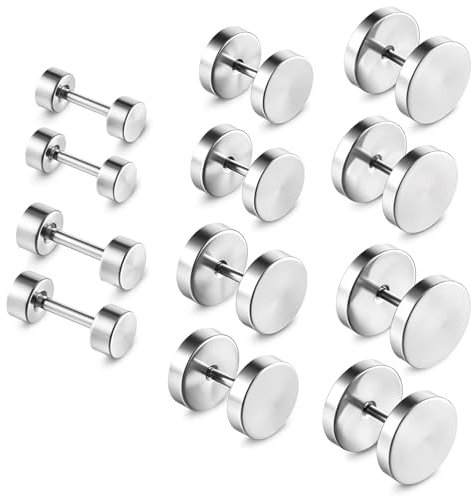 6 Paar Silber Ohrstecker Herren Runde Edelstahl Ohrstecker Männer Schwarz Hypoallergen Ohrringe 4–10 Mm Fake Plug Tunnel Piercing Herrenohrringe Set Für Männer Und Frauen（2）