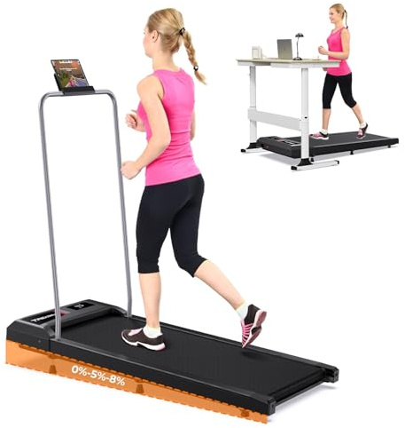 Cardirun Walking Pad Treadmill for Home Office, Under Desk Treadmill with 8% Incline & Handle, 2.5HP & 136KG Mini Portable Walking Running Machine with LED Display, Voice/App/Remote Control