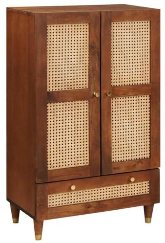 vidaXL Hochschrank Braun 60 x 33,5 x 100 cm Massivholz Mango