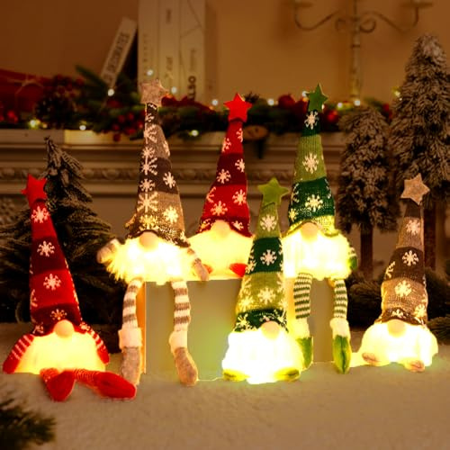 Weihnachtsdeko Wichtel Led,6 Stück Leuchtende Weihnachtswichtel,Wichtel Figuren Beleuchtet,Weihnachten Wichtel mit Licht,Wichtel Figuren Weihnachten Set für Weihnachtsdekoration Party Deko