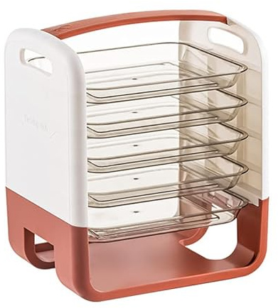 Fyearfly Scaffale portaoggetti da cucina, salvaspazio, 4 ripiani, colore rosa, design con cassetti