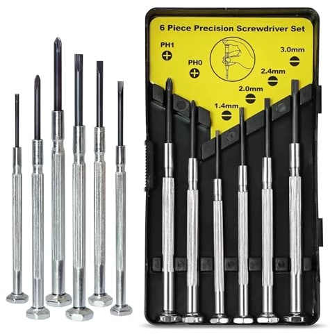 6 PCS Mini Screwdriver Set – Precision Small Screwdriver Kit with Flathead & Phillips – Ideal Glasses Screwdriver Set for Eyeglass, Watch, Jewelry & Electronics Repair