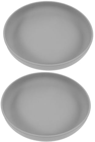 SMASOLO 2 Pièces Assiette Anti-déversement Silicone avec Ventouse Bords Hauts et Couverts Adaptés pour Personnes Âgées et Handicapées Assiette Sécurisée pour Patients Lot de Gris Foncé