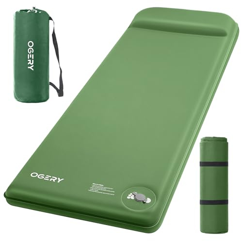 OGERY Self-Inflating Sleeping Pad with Built-in Foot Pump, 3 Memory Camping Mattress Pad, Quiet & 9.5 R-Value Insulated Sleeping Mat Camping Essential Gear for Car Tent Camping