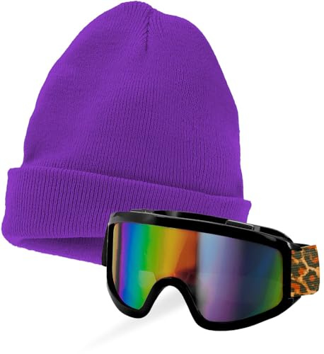 Goldschmidt Party Skibrille und Beanie Mütze Set für Erwachsene Party Partybrille Apresski Fasching Karneval