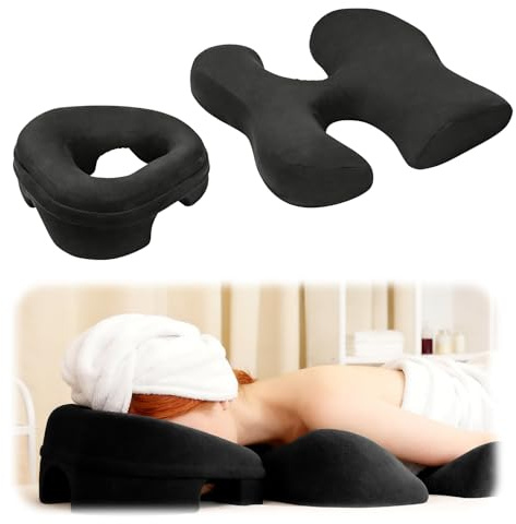 ANTREATU Massage Headrest for Bed, Massage Face Pillow with T-Shaped Chest Pillow, Memory Foam Headrest for Surgery Recovery & Home Spa, Breathable Washable Cover (Gray)
