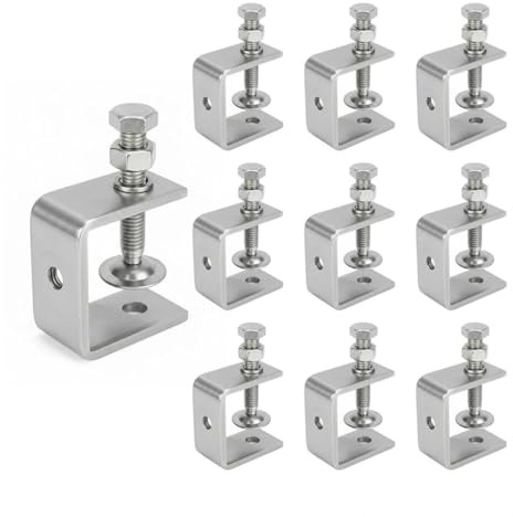 10 Pezzi Morsetto a C, 304 Morsetto di Supporto in Acciaio Inox, Morsetto a Vite Regolabile, Morsetto per Saldatura, Lavori in Legno,edifici E Riparazione auto(0-25 Mm)