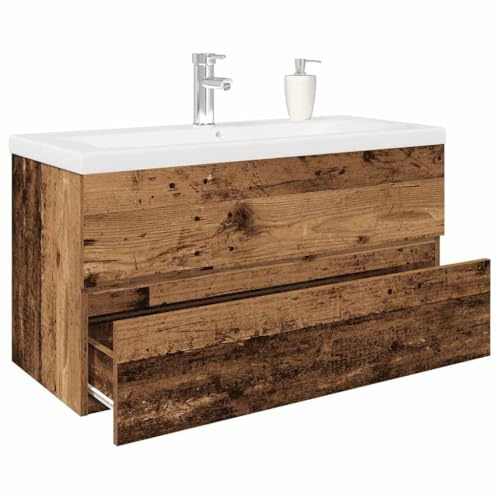 Lumanois Mueble Lavabo con Lavabo Integrado y Grifo Madera Vieja,Mobiliario,Tocadores,Tocadores de baño,39.95kg-3328935