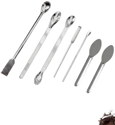 ZAMXHUG 7Pcs Espátulas de Laboratorio, Doble Cabezas Cuchara de Medicina de Acero Inoxidable Espátula Espátula de Laboratorio de Acero Inoxidable para Experimentar, Polvos, Gel Llenado