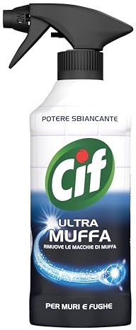 Cif Ultra Muffa, Spray Antimuffa, Formato 500 ml, Spray Detergente Ideale per Muri, Piastrelle, Tende da Bagno, Rimuove le Macchie di Muffa e Sbianca le Fughe tra le Piastrelle