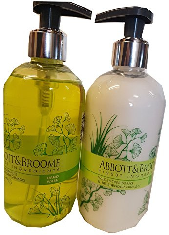 Abbott&Broome Handwash + Handlotion Set 2 x 300 ml Wildes Tigergras & belebener Ginkgo im Spender