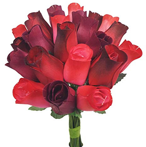 Homestreet Ewiger Blumenstrauß, 2 Dutzend Holzrosen in einer Auswahl von Farben, sofortiges Blumengeschenk (Rot)