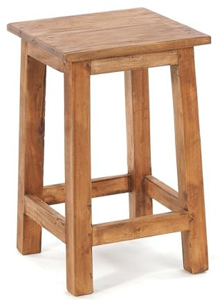 DESIGN DELIGHTS Madero Tabouret rustique en bois recyclé 48 x 30 x 30 cm (H x l x P) Couleur : 08 miel