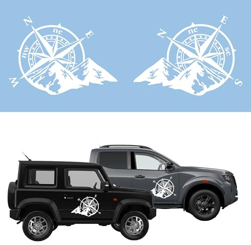 Autodomy Kompass Off Road Windrose Aufkleber Paket 2 Stück | Kompass Aufkleber Wohnmobil und Auto oder Motorrad