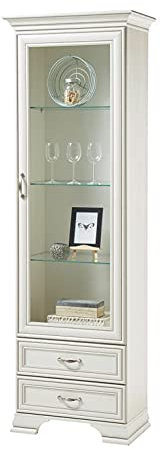 Froschkönig24 Venedig Vitrine Standvitrine Glasvitrine schmal Weiß Used Look