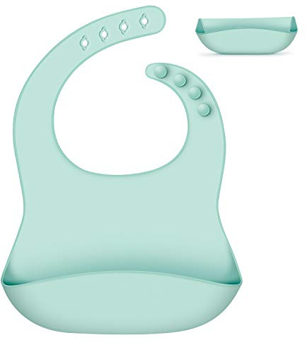 Bébé Bavoir Silicone Souple Bavette en Silicone Bavoir Plastique Fille Garçon Ajustable Bavoir Silicone Enfant Grande Poche