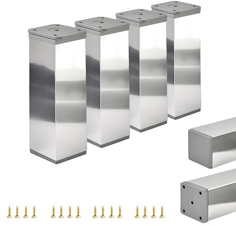 ALUSFERA Möbelfüße Verstellbar – 4er Set – Schrankfüsse mit Elegantes Design – Füße für Möbel 40 x 40 x 120 mm Einfache Montage mit Komplettem Schraubenset