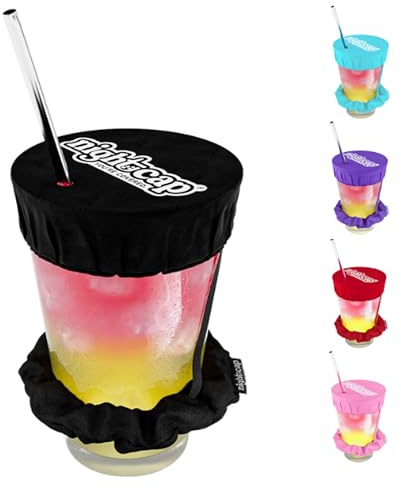 NightCap Drink Cover Scrunchie, Reusable Cup & Glass Protector, Black