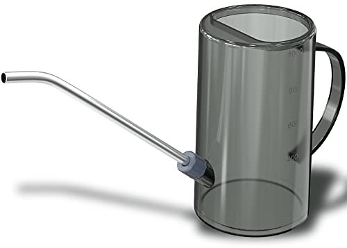 WD&CD Annaffiatoio per Fiori, 1L Annaffiatoio Piccolo per Piante da Interno, Annaffiatoio da Giardino in Plastica, Annaffiatoio con Beccuccio Lungo per Piante e Fiori Interni e Esterni (Grigio)