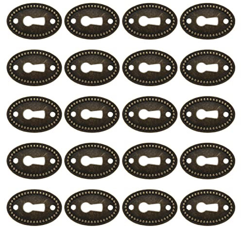 Angoily Antique Key Signs, 20 Pieces Keyhole Cover Oval Lock Rosettes Vintage Brass Design Lock Fittings Cover for Locks, Key Hole, 23mm x 35mm, Bronze