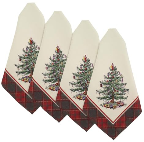 Spode - Servietten-Set, Ferienhausdekoration, 4er-Set (Spode Christmas Tree Tartan Collection)