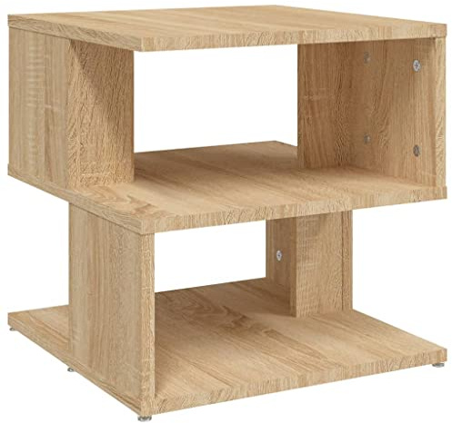 vidaXL Beistelltisch mit 2 Ablagen Couchtisch Wohnzimmertisch Kaffeetisch Sofatisch Teetisch Tisch Wohnzimmer Sonoma-Eiche 40x40x40cm Holzwerkstoff