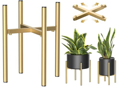 H HOMEXIN Pflanzenständer golden Pflanzenregale Indoor Metall Verstellbare-- für 21-30 CM Blumentopf (nicht im Lieferumfang enthalten)--Einfach zu montierendes Blumentreppen(1 Packung)