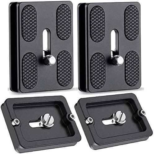 VIZEMO Camera Quick Release Plate PU50 2 Pieces QR Small Plate with 1/4-20 Screw,Tiny Universal Quick Release Plate for Arca Swiss Standard Clamp for DSLR Camera Tripod Ballhead 50MM-1.97(2 Packs)