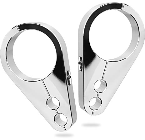 MoKitDora 1 1/4” Handlebar or Frame Dual Hole Throttle Clutch Cable Brake Line Clamp Universal for Harley 2 Pack, Chrome