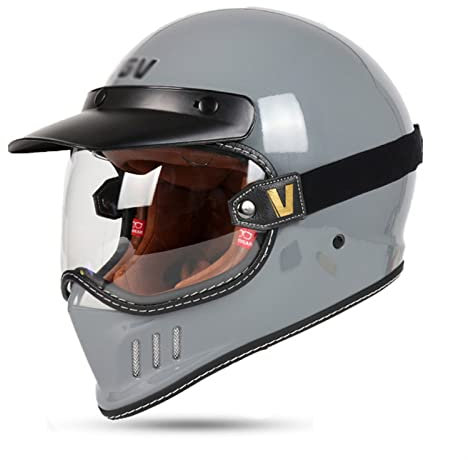 KEFFOR Klassisch Motorrad Integralhelme, Retro Jethelme Mit Schutzbrille, ATV UTV Motorradhelm Herren Damen, Motorrad Klapphelme DOT/ECE-Zulassung, Motocrosshelme (Color : E, Size : M=(57-58cm))