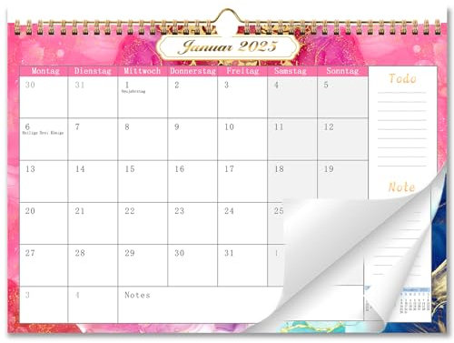 AEYAKA Wandkalender 2025 Kalender A3 Planer 30 cm x 43 cm Deutsch mit Ferienübersicht, D