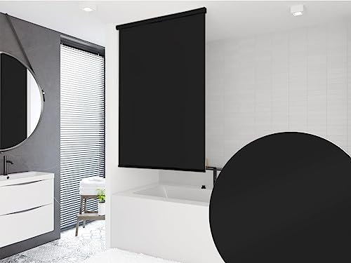 probath HALB Kassetten DUSCHROLLO Modell Uni SCHWARZ 7 Breiten ZUR Wahl (140x240 cm)