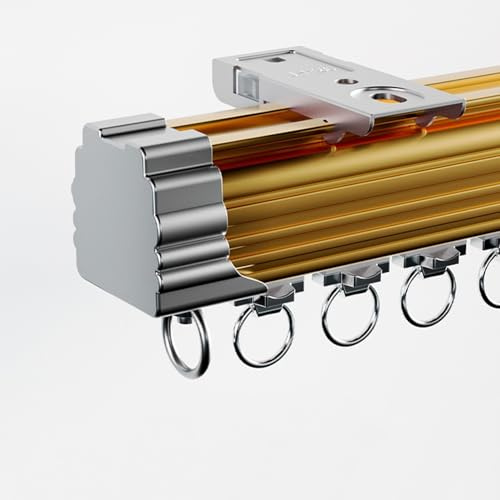 LTSRLL Bastone Doppio per Tende Divisorio, Binari per Tende per Carichi Pesanti con Rullo per Soggiorno, Camera da Letto (Color : Gold, Size : A-03-1.1m(1.1m*1))