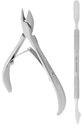 STALEKS - Pinza per cuticole Classic 10 & Staleks Pusher per cuticole Smart 50 Type 2, set professionale per cuticole e cuticole, ideale per la rimozione di manicure e cuticole