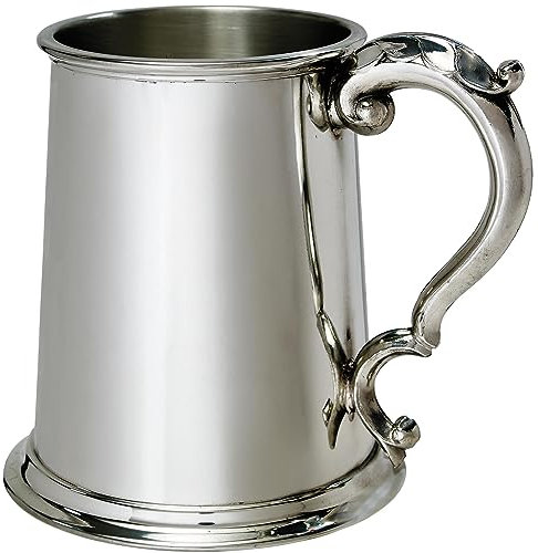 I LUV LTD Zinn Krug 1 Pint Schmucklos Konisch Antiker Stil Handhaben Rein Schwer Messgerät Bier Krug Möglich für Gravur Personalisierte Geschenke für Männer und Frauen