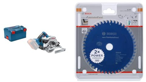Bosch Professional GKS 18V-57 G Cordless Circular Saw (Blade Diam: 165 mm, Cutting Depth: 57 mm, excl Batteries and Charger, in L-BOXX) + Circular Saw Blade Expert (Laminated Panel, 165 x 20 x 1.8 mm)