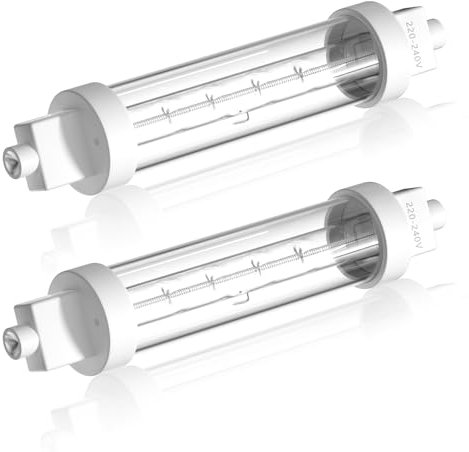 Lamptobe 2×300W R7S Heat Lamp Bulbs, 118MM Gantry Lights Jacketed Food Heat Bulbs Warm White 2700K, Catering Halogen Heat Lamp Bulb 240V for Kitchen,Catered Event.