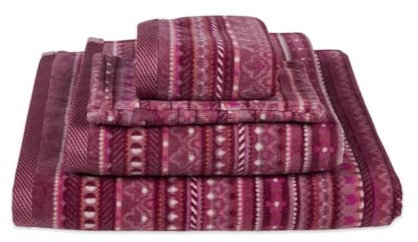 Pip Studio Juego de 3 toallas de invitados con estampado geométrico, color rosa oscuro, tamaño 30 x 50 cm