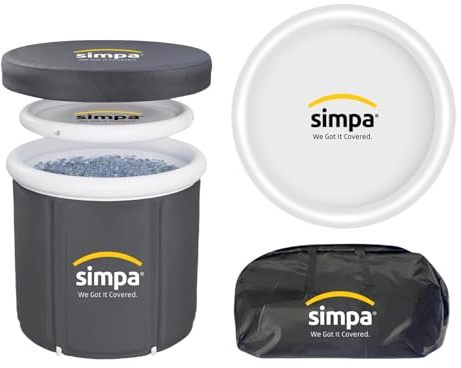 simpa Large Grey 330L Ice Bath Tub Cold Water Therapy Ice Plunge Recovery Pod with Lid & All-Weather Cover. Suitable for Athletes & Well Being Treatments.