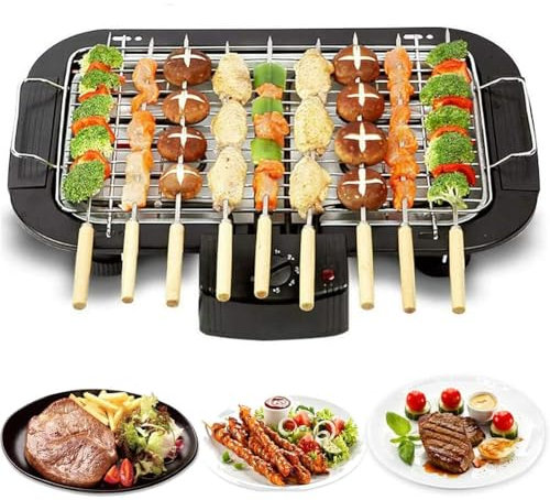Portable Electric Tabletop Grill with 1500W Power 5 Gear Temperature Adjustment Smokeless Teppanyaki Hot Plate for Indoor Barbecue Party and Cookout Home Use.