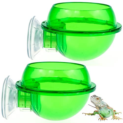 OVBOVA 2 Stück Reptile Feeder Saugnapf, Reptilfutter Wassernapf, Reptil Saugnapf Futternapf Chamäleon Napf Transluzent Reptil Wand Ledge Futternapf für Eidechse Leguan Gecko Reptilien Ledge Zubehör