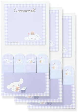 Cute Sticky Notes 3 Pack - Kawaii Sticky Notes, Cute Cartoon Self Stick Memo Pads, Office Stationery Supplies, Desk Accessories - Quality Adhesive for Notes/Reminder (Cinnamon-roll)