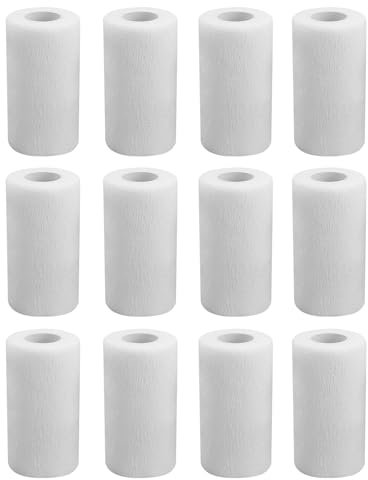Zhufas 12 Rouleaux Bandage Autoadhésif, 10.5cmx4.5m Bande Cohesive pour Les Humains, Bande Strapping Adhésif pour Sports,Animaux,GonflementDes Cheville (Blanc)