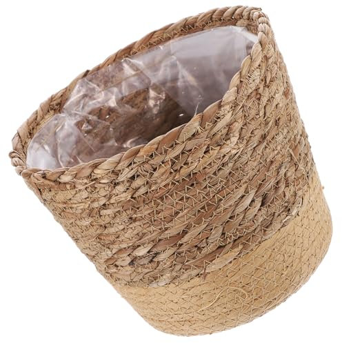 Toddmomy Cesta Tejida De Junco Marino para Plantas y Flores Interior Cesta Decorativa Multiusos Grande Color Café para Almacenamiento y Decoración del Hogar