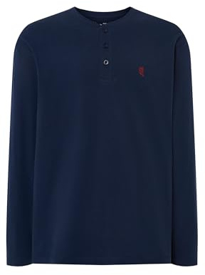 El Búho Nocturno Maglietta Pigiama Uomo Cotone Maniche Lunghe Unito T-Shirt Uomo, 100% Cotone, Blu 7530, 3XL